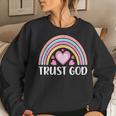 Boho Rainbow For Women Trust God Have Faith Christian Faith Sweatshirt Gifts for Her