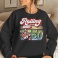 Bowling Party Rolling Into 50 Bowling Birthday Women Crewneck Graphic Sweatshirt Gifts for Her