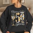 Cheers To 50 Years Old Happy 50Th Birthday Queen Drink Wine Women Crewneck Graphic Sweatshirt Gifts for Her