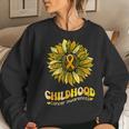 Childhood Cancer Awareness Leopard Yellow Sunflower Women Sweatshirt Gifts for Her