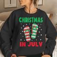 Christmas In July Flip Flops Funny Beach Summer Kids Toddler Women Crewneck Graphic Sweatshirt Gifts for Her