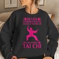 Cool Tai Chi Gift Women Funny Never Underestimate Old Woman Women Crewneck Graphic Sweatshirt Gifts for Her