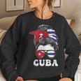 Cuban Girl Flag Messy Hair Bun Republic Of Cuba Heritage Women Sweatshirt Gifts for Her