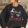 Drink Up Witches Wine Glass Halloween Drinking Women Sweatshirt Gifts for Her