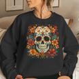 Floral Sugar Skull Day Of Dead Dia De Los Muertos Women Sweatshirt Gifts for Her