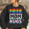 Free Mom Hugs Groovy Rainbow Heart Lgbt Flag Pride Month Women Sweatshirt Gifts for Her