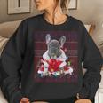 French Bulldog Christmas Lights Ugly Sweater Dog Lover Women Sweatshirt Gifts for Her