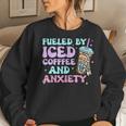 Fueled By Iced Coffee And Anxiety Retro Coffee Lover Women Sweatshirt Gifts for Her