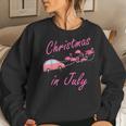 Funny Cute Flamingo Pink Camping Car Christmas In July Women Crewneck Graphic Sweatshirt Gifts for Her