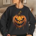 Fall Autumn Halloween Scary Pumpkin Lazy Costume Women Sweatshirt Gifts for Her