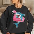 Funny Flamingo Float Summer Shark Floating Women Crewneck Graphic Sweatshirt Gifts for Her