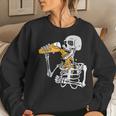 Skeleton Loves Drinking Beer Oktoberfest Halloween Women Sweatshirt Gifts for Her
