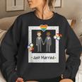 Gay Couple Just Married Rainbow Lgbt Wedding Men Husband Women Sweatshirt Gifts for Her