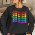 Gay Pride March Rainbow Lgbt Equality Groovy Love Is Love Women Sweatshirt Gifts for Her