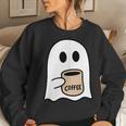 Ghost Drinking Coffee Funny Halloween Costume Coffee Lover Women Crewneck Graphic Sweatshirt Gifts for Her
