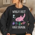 Gigi Grandma Gift Worlds Best Gigi Shark Women Crewneck Graphic Sweatshirt Gifts for Her