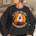 Groovy Cute Ghost Boo Read More Books Halloween Women Sweatshirt Gifts for Her