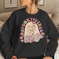 Groovy Cute Kawaii Ghost Floral Spooky Vibes Hippie Pumpkin Women Sweatshirt Gifts for Her