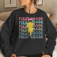 Groovy First Grade Lightning Pencil Retro Teacher Women Sweatshirt Gifts for Her