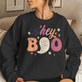 Groovy Hey Boo Cute Ghost Halloween Spooky Season Women Sweatshirt Gifts for Her