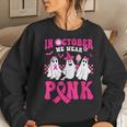 Groovy In October We Wear Pink Ghost Halloween Breast Cancer Women Sweatshirt Gifts for Her