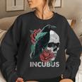 Halloween Graphic Incubus-Crow Left Skull Morning And Flower Women Sweatshirt Gifts for Her