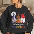 Halloween Thanksgiving Christmas Happy Hallothanksmas Gnome Women Sweatshirt Gifts for Her