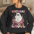 Happy Birthday Ghoul Retro Hippie Halloween Ghost Floral Women Sweatshirt Gifts for Her