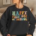 Happy First Day Of School Groovy Back To School Teacher Women Sweatshirt Gifts for Her