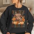 Hay There Pumkin Highland Cow Fall Autumn Thanksgiving Women Sweatshirt Gifts for Her