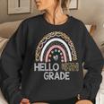 Hello 4Th Grade Leopard Rainbow Back To School Teacher Girls Women Sweatshirt Gifts for Her