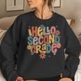 Hello Second Grade Groovy Floral Hippie First Day Of School Women Sweatshirt Gifts for Her
