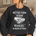I Asked God To Make Me A Better Man He Sent Me My Son - Dad Women Crewneck Graphic Sweatshirt Gifts for Her
