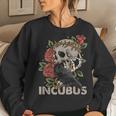 Incubus-Crow Left Skull Morning And Flower Halloween Graphic Women Sweatshirt Gifts for Her