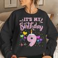 It's My 9Th Birthday Girl Doughnut Happy 9 Years Old Girls Women Sweatshirt Gifts for Her