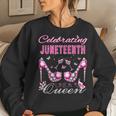Junenth Black Women Queen Celebrate Independence Women Crewneck Graphic Sweatshirt Gifts for Her