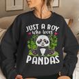 Just A Boy Who Loves Pandas Funny Panda Lover Women Crewneck Graphic Sweatshirt Gifts for Her