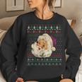 Leopard Pink Santa Claus Ugly Christmas Sweater Xmas Women Sweatshirt Gifts for Her