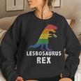 Lesbosaurus Rex Dinosaur In Rainbow Flag For Lesbian Pride Women Sweatshirt Gifts for Her
