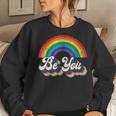 Lgbtq Ally Be You Gay Pride Lgbt Rainbow Flag Retro Women Sweatshirt Gifts for Her