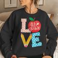 Love 4Th Grade Apple Proud Fourth Grade Teacher Job Pride Women Sweatshirt Gifts for Her
