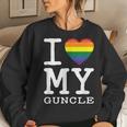 I Love My Guncle Gay Homosexual Rainbow Heart Uncle Nephew Women Sweatshirt Gifts for Her