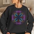 Mandala Stained Glass Graphic With Bright Rainbow Of Colors Women Sweatshirt Gifts for Her