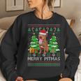 Merry Pitmas Santa Pitbull Dog Xmas Ugly Christmas Sweater Women Sweatshirt Gifts for Her