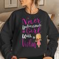 Never Underestimate A Girl With A Violin Cool Gift Gift For Womens Women Crewneck Graphic Sweatshirt Gifts for Her