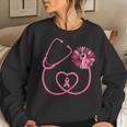 Nurse Sunflower Pink Ribbon Breast Cancer Awareness Women Sweatshirt Gifts for Her