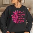 In October We Wear Leopard Pink Sunflower Breast Cancer Women Sweatshirt Gifts for Her