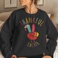 Peace Hand Sign Turkey Thankful Teacher Thanksgiving Women Sweatshirt Gifts for Her