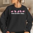 Pig Swine Farm Animal Funny This Is How I Roll Pig Women Crewneck Graphic Sweatshirt Gifts for Her