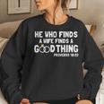 Proverbs Christian Couples Apparel He Who Finds A Wife Women Sweatshirt Gifts for Her